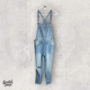 Girls Denim Overalls Size 4 Unbranded Distressed Adjustable Straps Casual Kids